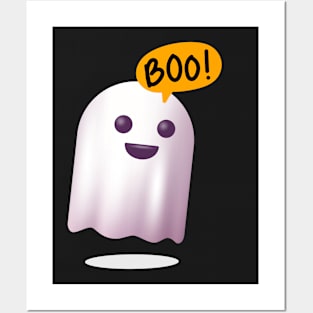 White Cute 3D Ghost Halloween Posters and Art